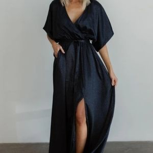 Savannah Print Navy Kimono dress